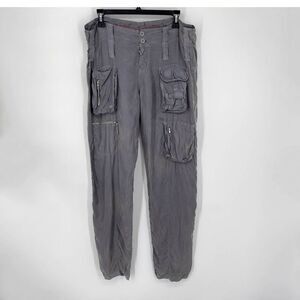 Pete & Greta By Johnny Was Women's Y2K Cupra Poplin Cargo Pants NEW Size 8 Gray